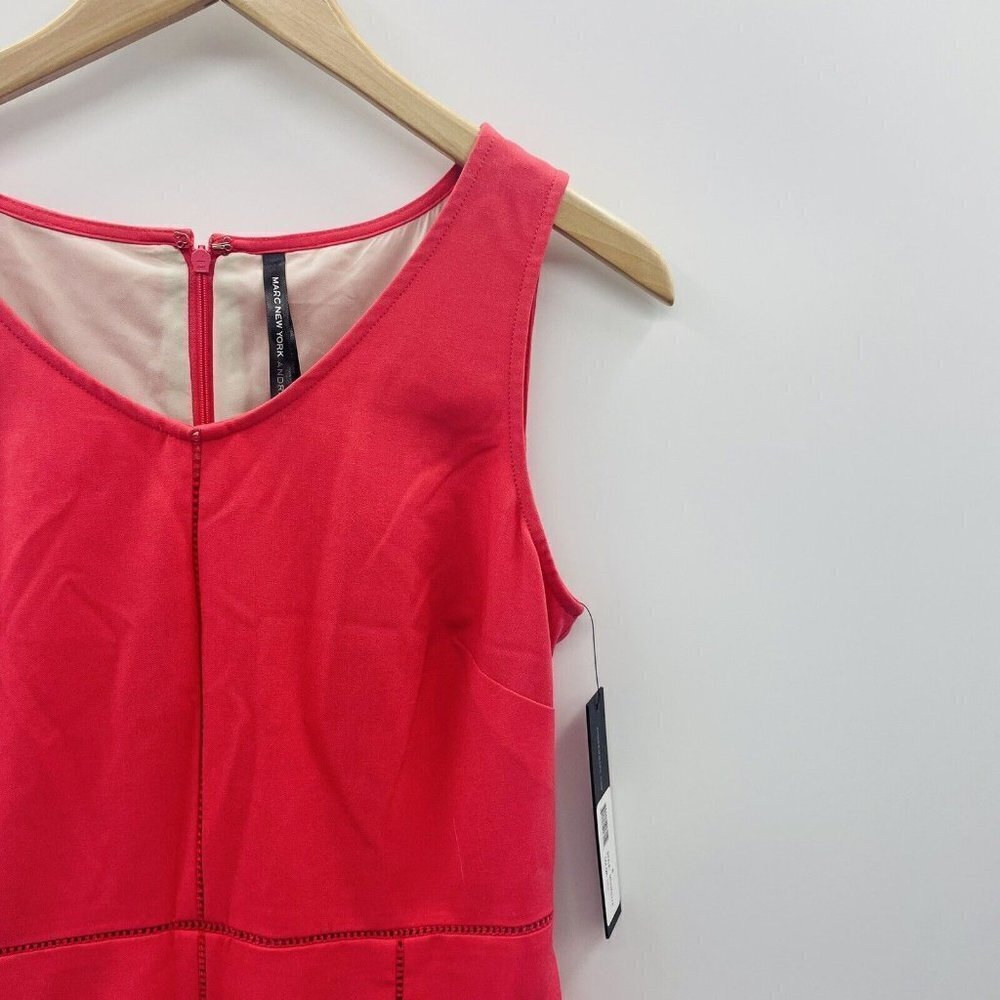 Marc New York by Andrew Marc Womens Size 6 Open Stitch A-Line Dress Pink Orange - Picture 4 of 8